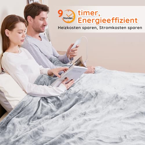 Mia&Coco Heizdecke mit Abschaltautomatik 180x200cm, 10 Heizstufen Up-to-9 Stunden Auto-Off-Timer Elektrische Wärmedecke Bett Wärme Decke… – Ansicht 3