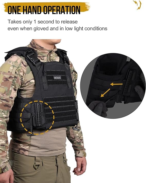 Image of OneTigris FYR Tactical Vest, Quick Release Vest Adult Adjustable MOLLE Vest with 32-45 inch Removable Cummerbund