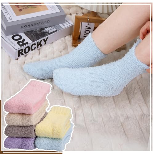 Image of Loritta 6 Pairs Womens Fuzzy Socks, Winter Warm Fluffy Slipper Socks