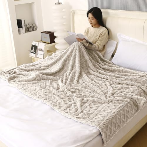 Image of HOKIPO Fleece AC Blanket Double Bed Queen, 200X230 Cm / 6.5X7.5 Feet, Beige (AR-5743-BGE)