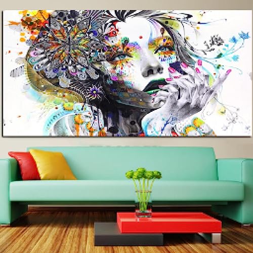 Peinture Peinture sur Toile Impression HD Fille Florale avec Cadre Intérieur