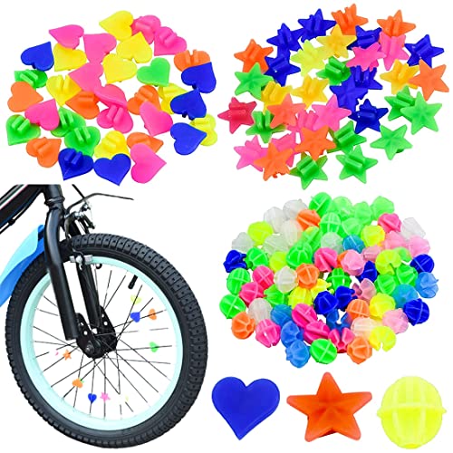 NIANOPKM 108 piezas de accesorios de bicicleta para niños, clips para radios, clics para radios de bicicleta para niños, decoración de radios de bicicleta, regalo para niñas y niños, cuentas de radios