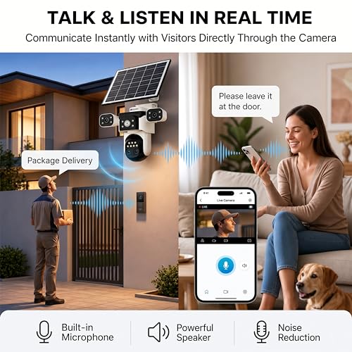 Image of Golens WC22K (NEW Launch) Solar 4G LTE Security Camera Outdoor, 4-Lens PTZ, 10X Zoom, 360 Auto Tracking, PIR Motion Detection, 8000mAh Battery, Color Night Vision, Two-Way Audio, Waterproof