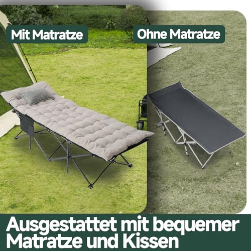 Flycoop Feldbett Klappbar mit Matratze und Kissen Campingbett 71cm/81cm Klappbett Camping Bett 204 kg Reisebett Erwachsene Gästebett für Garten Innen Outdoor Camping – Bild 6