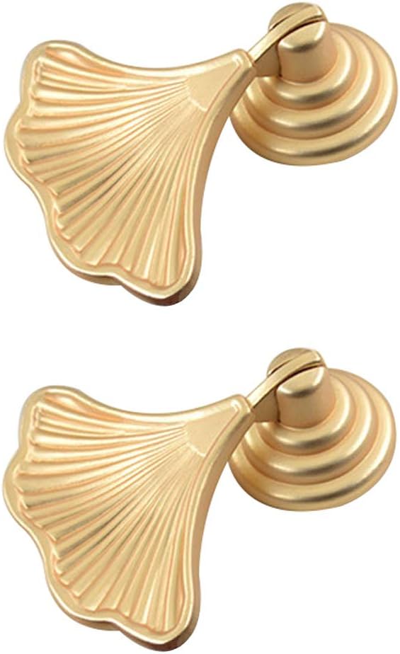 Furniture Knob Handles Golden Drop Pendant Pull Handle Fashion Ginkgo Leaf Shape Dresser Knobs for Kitchen Bathroom Cabinet Door Drawer 2 pcs