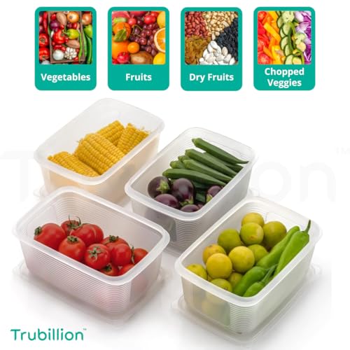 Image of PureChill Set of 6 Fridge Storage Containers 1800ml BPA Free Food Grade Plastic Stackable Transparent Boxes Freezer Safe for Vegetables Fruits Snacks Kitchen Made in India