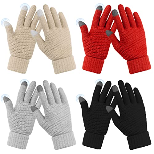 Omisy 4 Pairs Womens Gloves for Cold Weather, Women Valentines Gifts for Her Mom Wife, Winter Warm...