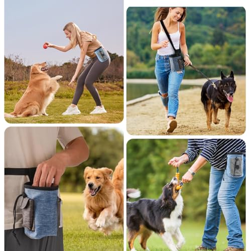 Leckerlitasche für Hunde, Rudelkönig, Gassi Tasche Hund, Futterbeutel Hund, Praktische Gassi Tasche Hund für das Hundetraining, Futterbeutel Hund mit Kotbeutelspender zum Umhängen