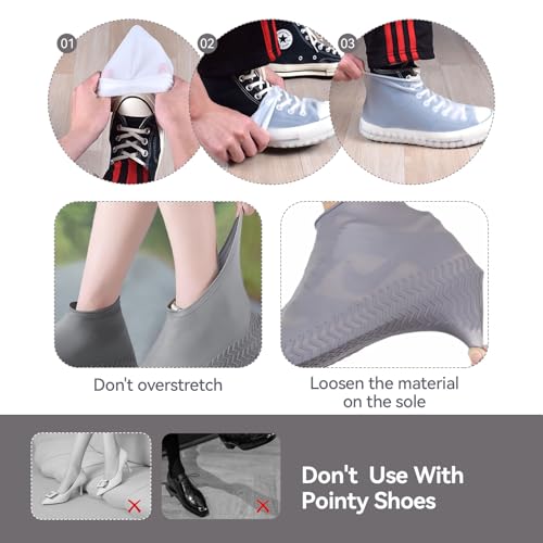3 Paare Regenüberzieher Schuhe,Schuhgröße 38-46,Latexmaterial Schuhüberzieher Regen,Wasserdicht Schuhuberzieh Wasserdicht,Sneaker Raincover,Latex überzieher Schuhe für Regen,Schnee und Schlammstraßen