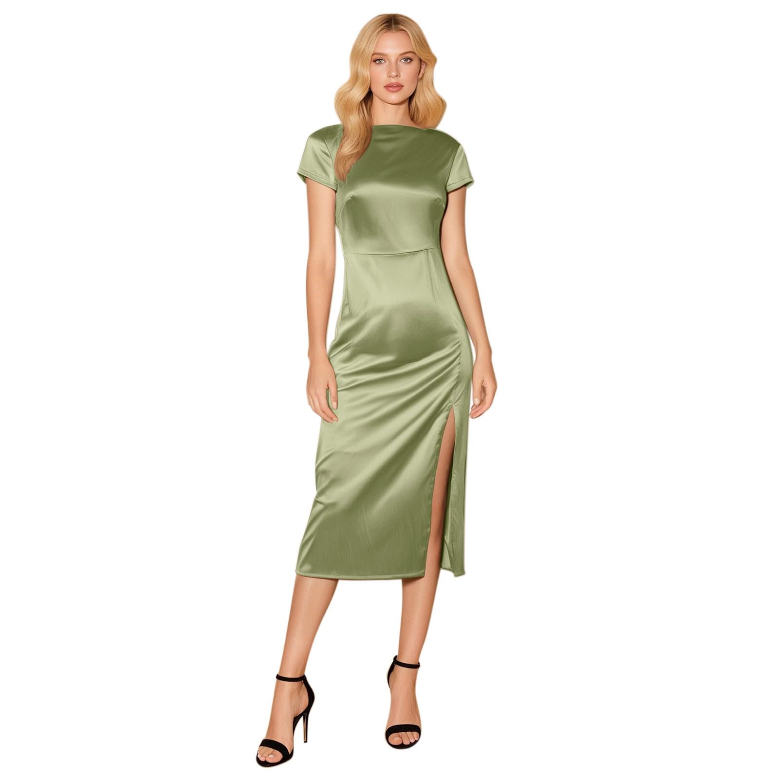 Sleeveless Backless Maxi Dress for Wedding Guest with Cowl Neck Open Back And Silk Tie Formal Prom Dresses for Women