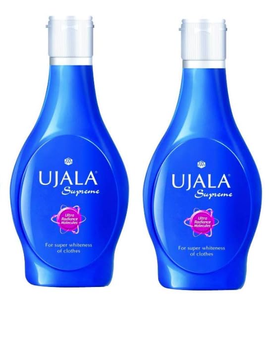 Ujala Supreme Liquid Fabric Whitener - 150ml (75ml x 2) - Ultra Radiance Molecules - Dazzling White Clothes
