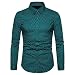 MUSE FATH Men’s Printed Dress Shirt-100% Cotton Casual Long Sleeve Shirt- Button Down Point Collar Shirt-Green-M