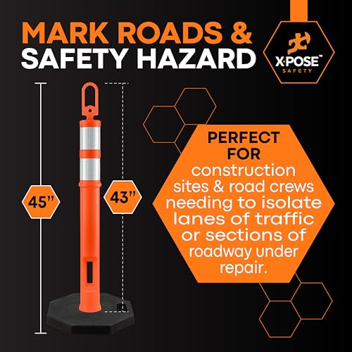 Image of Xpose Safety 45 inch Orange Delineator Posts with Base, Full Pallet 96-Pack