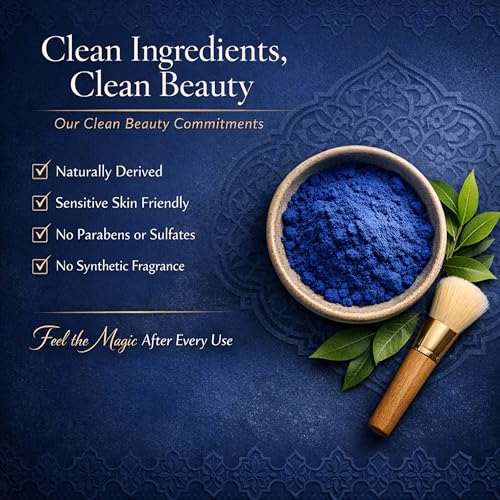 Image of Natural Nila Moroccan Blue Powder - 100gm (50g x 2) | 100% Natural Indigo Blue Powder for Skin Brightening, Tan Removal & Detox | Traditional Moroccan Hammam Beauty Treatment | Face & Body Care (100g)