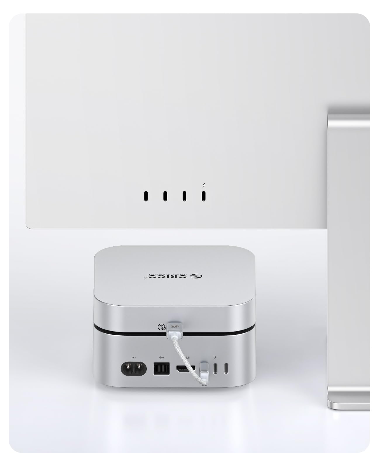 ORICO Minimate Mac mini M4 SSD 4 TB pamięci, zewnętrzne rozszerzenie SSD do Mac mini M4/M4 Pro, zewnętrzny dysk SSD NVMe (niewymienny) do 40 Gb/s (3800 MB/s) – srebrny