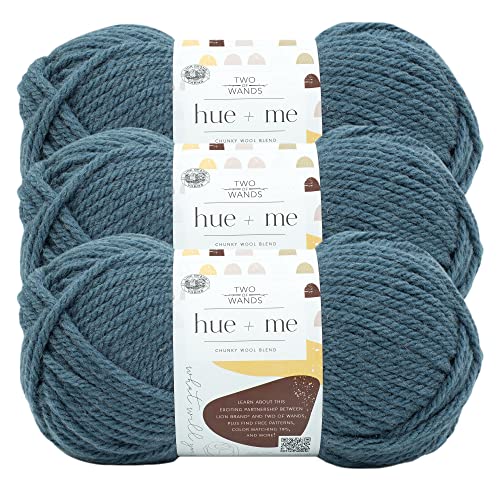 Image of Lion Brand Yarn, Hue + Me Chunky Yarn for Crocheting, Knitting, and Crafts, Marine, 3 Pack