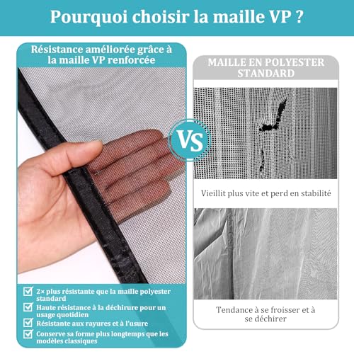 Apalus VP Moustiquaire Magnétique Pour Porte – Maille Ultrarésistante, Joint Magnétique de Haut en Bas, Fermeture Automatique, Garde l'Air Frais à l'Intérieur (90x210,Noir) – vue 6