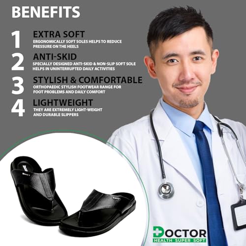 Image of DOCTOR HEALTH SUPER SOFT Men's Orthopedic Slippers | Anti-Skid Comfort Footwear for Heel Pain & Everyday Wear | Lightweight PU Sole Flip-Flops for Men