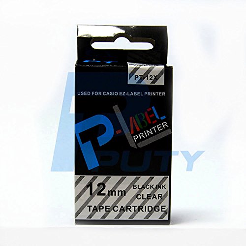 IDIK 12mm Compatible Black on Clear Label Tapes XR12X XR-12X for KL-60 Typewriter KL-60SR KL120 EZ Label Maker, 2Pack