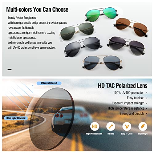 Image of DUCO Aviator Sunglasses Polarized for Men Women 3025K | UV400,Metal Frame, Durable and Sturdy,Comfortable, for Driving Daily, Golf, Fishing