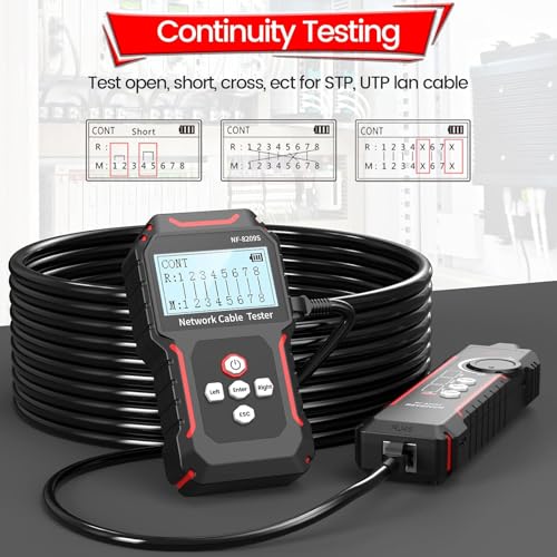 noyafa nf-8209s network cable tester ethernet cable tester with poencvcable length testport flashingmulti-function trouble-free line scan modecat5cat6 line tracerlan network cable tracer kit