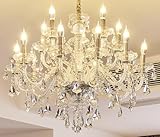 ARRKOYAA Clear 15 Lights Crystal Chandelier,Chandeliers for Dining Room,Bedroom,Living Room, K9 Crystal Chandelier,Candle Pendant Lamp, 32x33 Inch.(Color:Clear) with 15pcs 5W E12 LED Bulbs.
