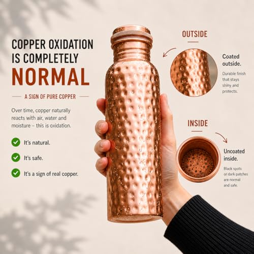 Kosdeg Copper Water Bottle - 34 Oz Extra Large - A Hammered Ayurvedic Pure Copper Vessel For Drinking - Drink More Water, Lower Your Sugar Intake And Enjoy The Health Benefits Immediately - Image 3