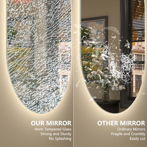 Image of 40x24 Inch Oval Backlit LED Bathroom Mirror with Lights