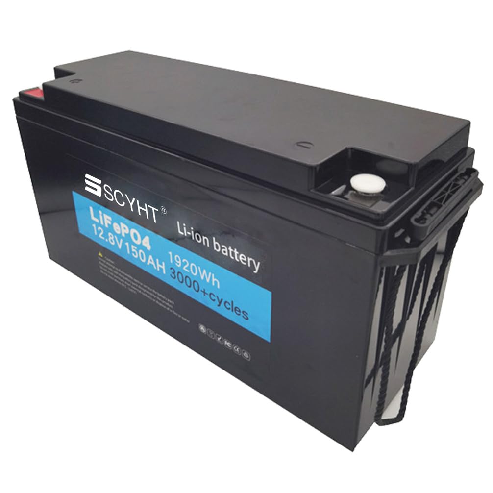 Batería LiFePO4 12,8 V Batería de Litio 150 Ah Baterías solares 12,8 V Baterías Recargables para carritos de Golf, energía Respaldo para Motores 250 W a 2000 W con BMS