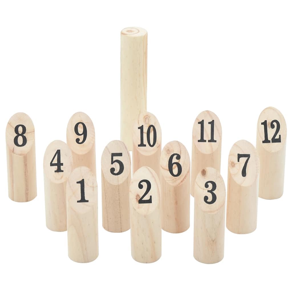 Kubb - Juego de 13 piezas de madera de pino maciza con bolsa de transporte, juego de jardín al aire libre, juego de lanzamiento y juego de habilidad, ideal para reuniones familiares, camping