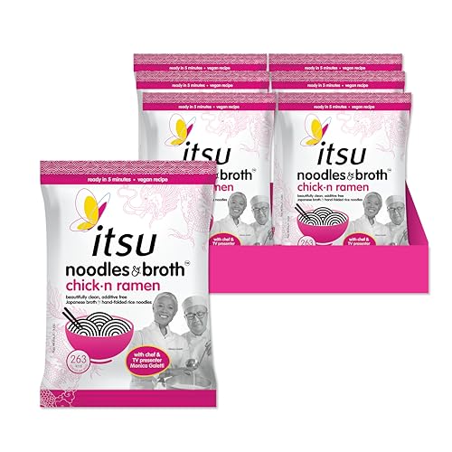 itsu chickn noodles & broth pouch 82g | Instant Noodles Snack Multipack | Quick-to-Make Snack | Vegan | Pack of 6