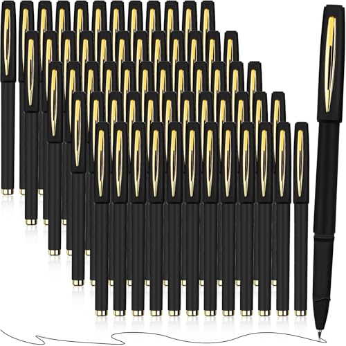Outus 60 Pcs Black Gel Ink Pens Rollerball Pens Bulk 0.5mm Black Pen Bulk Ultra Fine Point Roller Ball Pens Gel Pens for Office, School, Writing, Taking Notes, Sketching