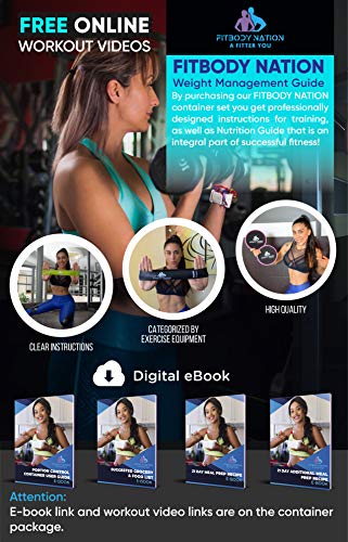 FITBODYNATION 80 Day Equipment-Resistance Bands(5), Core Sliders Fitness Discs(2) Set with 7pc Portion Control Containers for 21 Day Program, Weight Loss E-Book Guide, Online Workout Video - Thumbnail 4