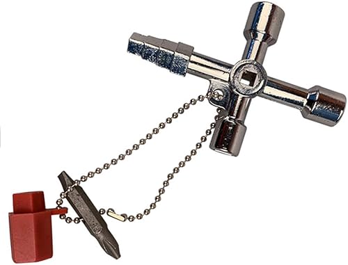 Miniatura 10 de Llave de gabinete eléctrica, llave de 4 vías 4 en 1, llave cruzada de triángulocuadradopanel para grifo, medidor de gas, válvula, espigas, apertura