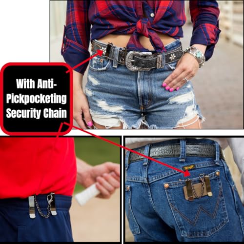 Image of RFID Blocking Boot Wallet with Security Chain & Zipper Lock - Genuine Leather Wallets for Men, Travel Wallets Women, Minimalist Leather Card Holder