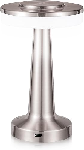 Lámpara de escritorio recargable con batería con sensor táctil (2600 mAh), lámpara de mesa LED portátil inalámbrica, regulable de tres niveles,