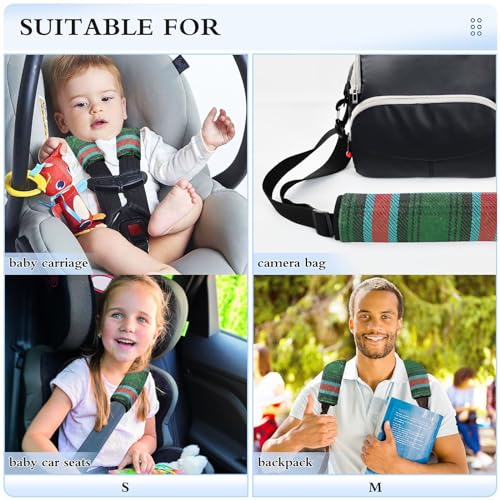 Image of Seat Belt Cover Pad 2 Pcs Soft Seat Strap Cover Cute Protector Support Head Neck Shoulder for Car Seats High Chair Backpack (10x7.7in) Plaid