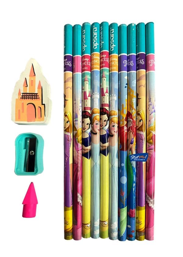 Apsara Disney Princess Pencils | Premium Black Hexagonal Body for Strong Grip & Good Handwriting | Free Sharpener & Eraser | Pack of 10 Pencils-image-21