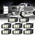 SHINIGHT 8PCS White Rock Lights - Super Bright Pure White 6000K LED Chips, 3M/9.84FT Extension Wires, IP68 Waterproof Underglow Lights for Trucks, ATV, UTV, Cars, Boats
