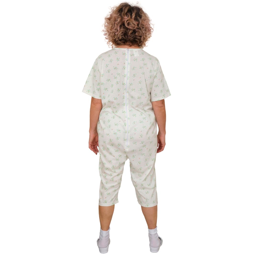 FERRUCCI COMFORT Pigiama Sanitario Estivo Maniche Corte Pantaloni Corti - 9012/6 - Cerniera sul Dorso e Interno Gambe, per Anziani, Alzheimer, Incontinenza