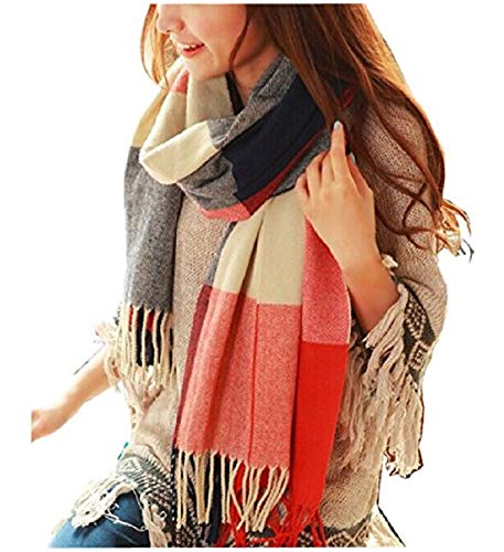 YSense Women's Long Plaid Blanket Scarf Chunky Oversized Winter F...