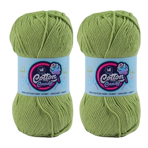 Image of NESTNHAVEN Cotton Candy 100% Cotton Yarn - (100g, 185 Meters) - Luxury Yarn for Crochet, Amigurumi, Embroidery, Toys, Garments, Flowers and Hobby, Projects. (Pista Green) | (200 Gm)