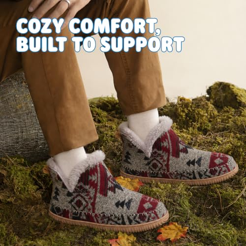 Image of Dearfoams Men's Memory Foam Indoor House Slippers Brixen Ankle Boot House Shoes - Gifts for Men