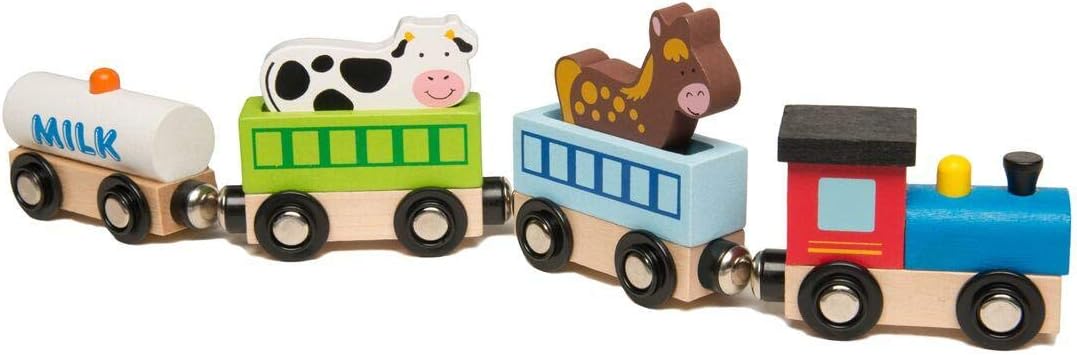 The Original Toy Company Wood Train Playset - Animal Farm Train