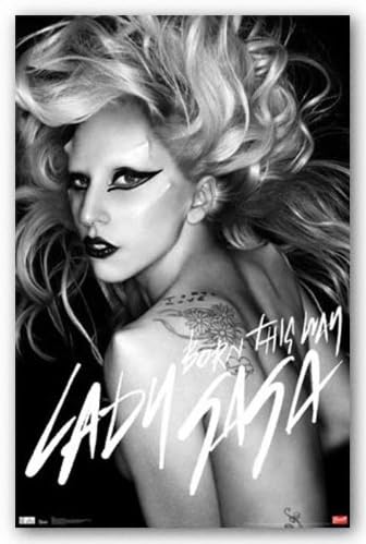(22x34) Lady Gaga Born This Way B&W Music Poster Print