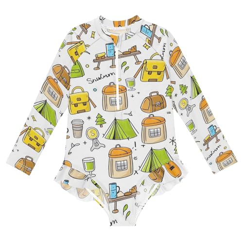 Toddler Swimsuit Girl Bathing Suit Swimwear Rash Guard Anime Cartoon Tools Long Sleeve 3T