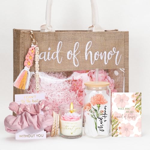 pengtai Maid of Honor Proposal Gifts,Will You Be My Maid of Honor Glass Cup Tote Bag Proposal Gifts...