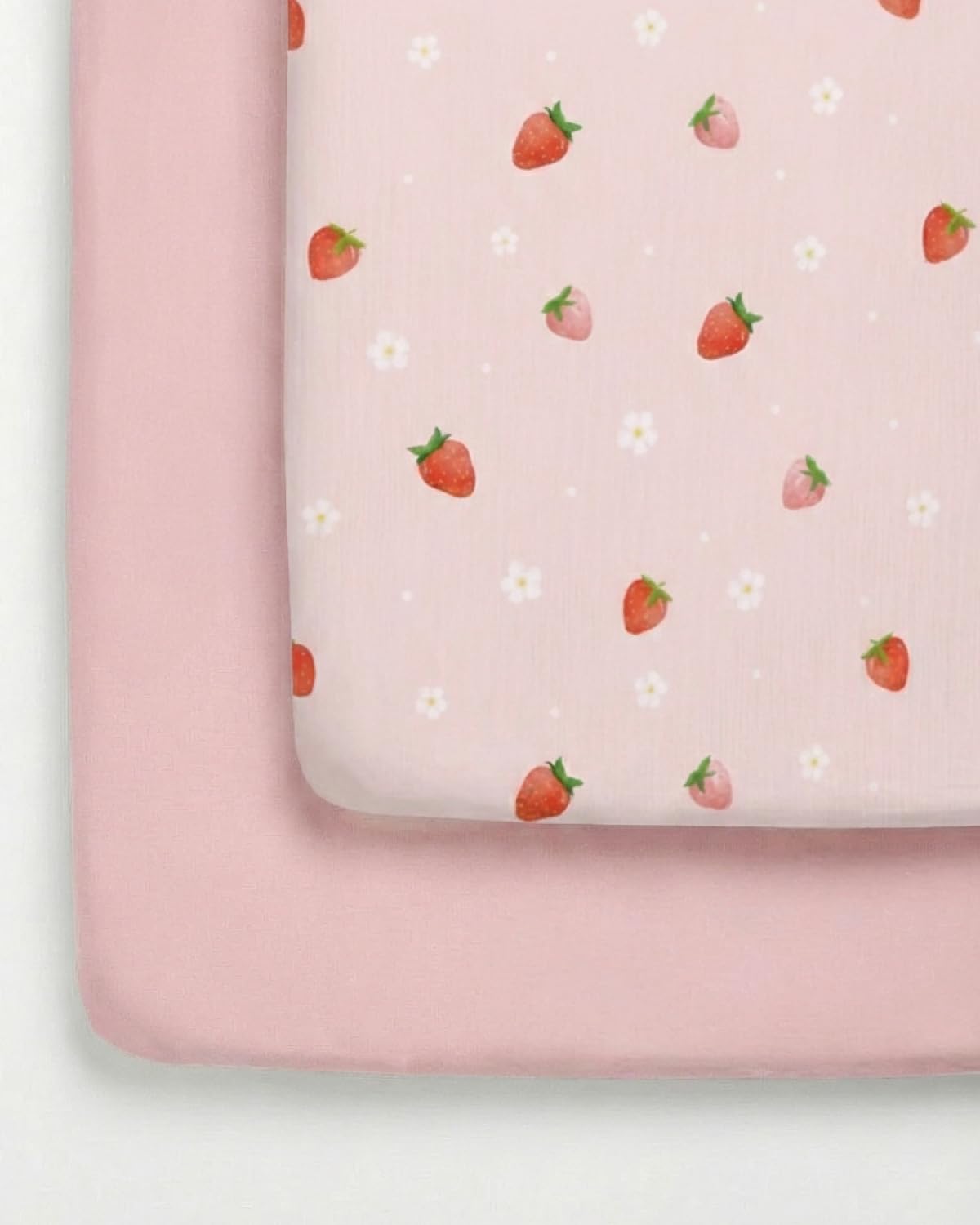 2-Pack Pack N Play Sheets - Playard Sheets - 38 x 26in, Strawberries
