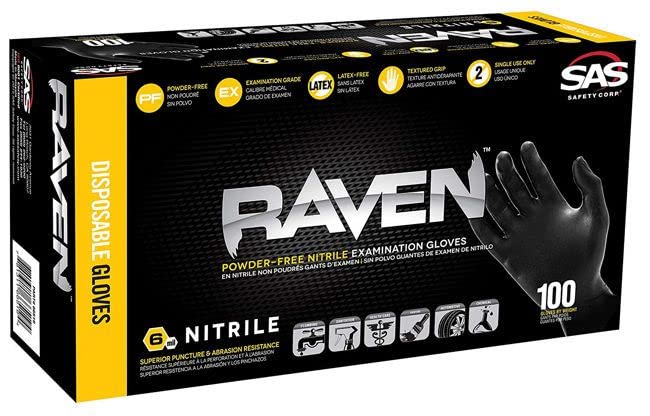 Amazon.com: SAS Safety 66518 Raven Powder-Free Disposable Black