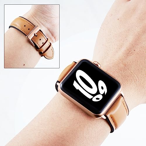 Image of BINLUN Leather Silicone Bands Compatible with Apple Watch 38mm 40mm 41mm 42mm 44mm 45mm 46mm 49mm Sweatproof Replacement Strap for iWatch 11 /10 /9 /8 /7 /6 /5 /4 /3 /2 /1 /Ultra /SE Men Women
